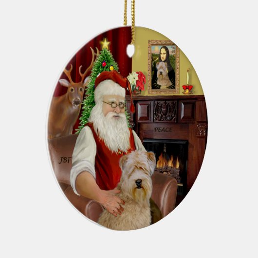 Santa-Wheaten Terrier Keramisch Ornament (Rechts)