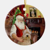 Santa-Wheaten Terrier Keramisch Ornament (Voorkant)