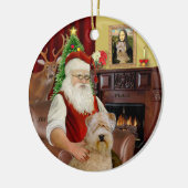 Santa-Wheaten Terrier Keramisch Ornament (Links)