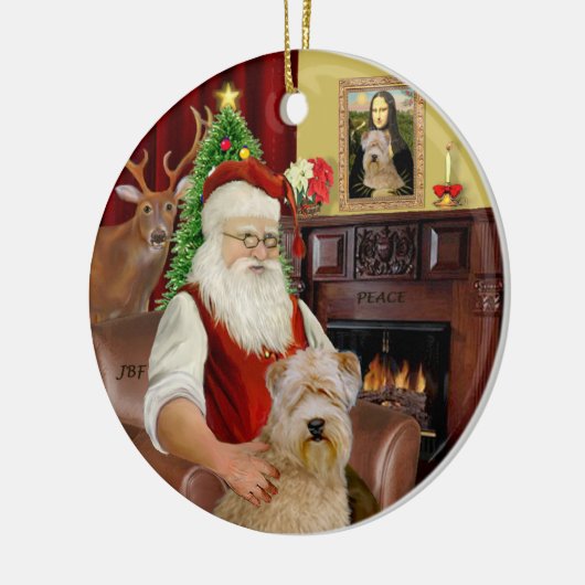 Santa-Wheaten Terrier Keramisch Ornament (Links)