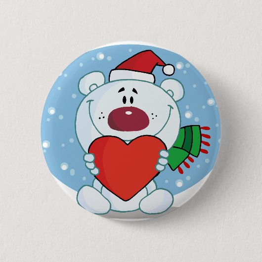 Santa White Beer met hart Ronde Button 5,7 Cm (Voorkant)
