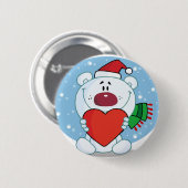 Santa White Beer met hart Ronde Button 5,7 Cm (Voorkant /achterkant)