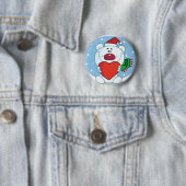 Santa White Beer met hart Ronde Button 5,7 Cm (In situ)