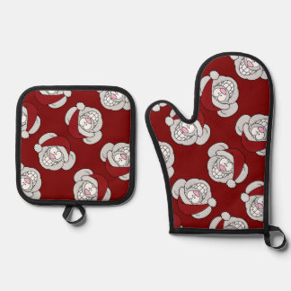 Santa White Christmas Mouse Screwball Graphics Ovenwant & Pannenlap Set