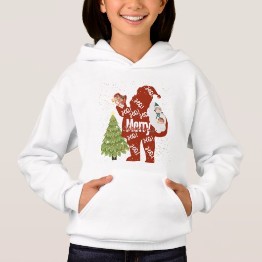 SANTA WHITE HOODIE - VROUWEN/KINDER (Voorkant)
