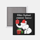 Santa White Olifant Jouw naam Kerstkeuken Magneet (Voorkant / Achterkant)