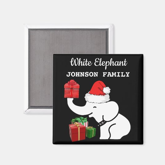Santa White Olifant Jouw naam Kerstkeuken Magneet (Voorkant / Achterkant)