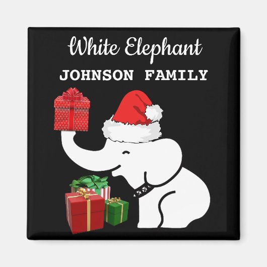 Santa White Olifant Jouw naam Kerstkeuken Magneet (Voorkant)