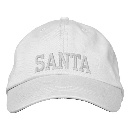 SANTA White On White Athletic Chic Font Geborduurde Pet (Voorkant)