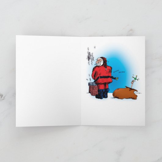 Santa Whiz Funny Cartoon Feestdagen Kaart (Binnen)