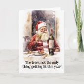 Santa wijnliefhebber grappig feestdagen kaart (Voorkant)