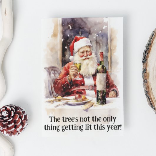 Santa wijnliefhebber grappig feestdagen kaart
