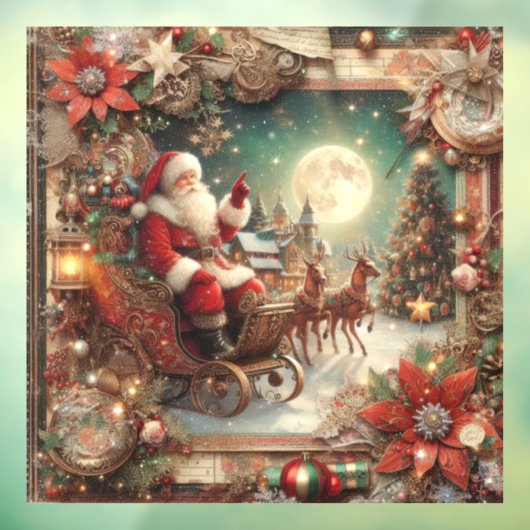  Santa Window Cling Raamsticker (Vel 3)