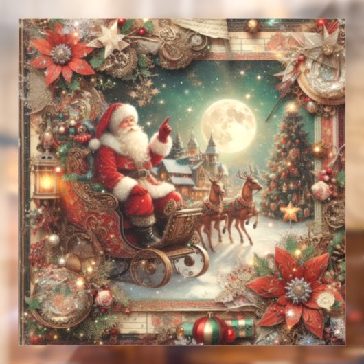  Santa Window Cling Raamsticker (Vel 2)