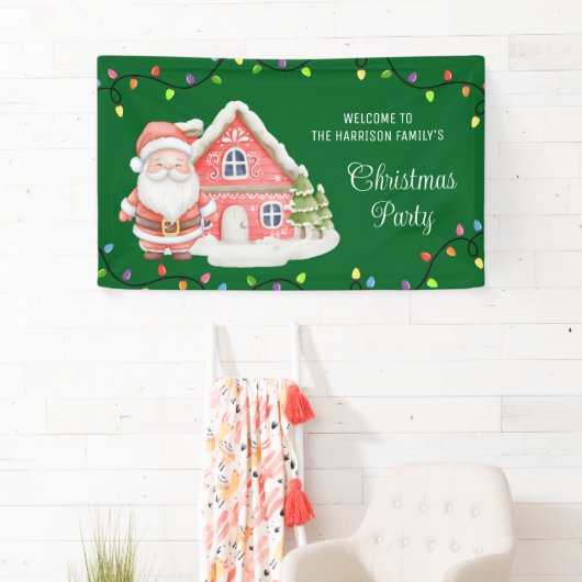 Santa Windy House Kleurrijke Lichten Kerstmis Spandoek (Insitu)