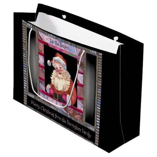 Santa Wink Elegant Kerstmis groot Groot Cadeauzakje (Voorkant Gekanteld)