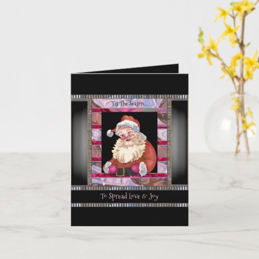 Santa Wink Elegant Kerstmis Kaart (Gele Bloem)