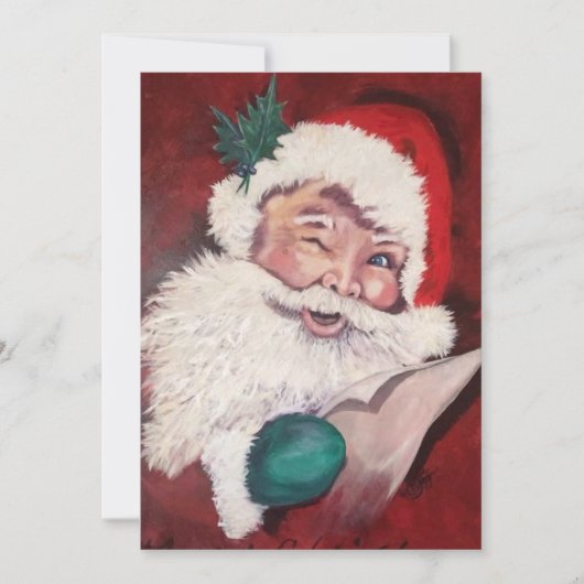 Santa Winking Feestdagenkaart (Voorkant)