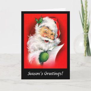 Santa Winking Vintage Kerstvakantie Kaart