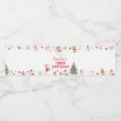 Santa Winter Christmas Birthday Party Waterfles Etiket (Enkel label)