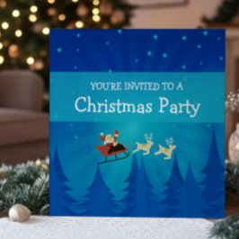 Santa Winter Scene Christmas Party Invite Kaart