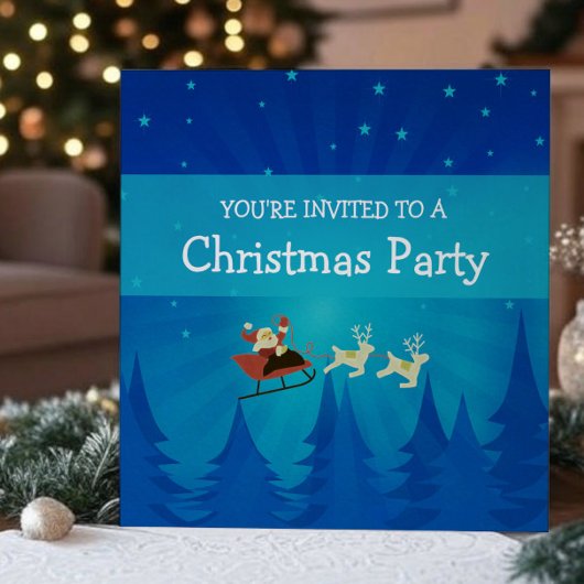 Santa Winter Scene Christmas Party Invite Kaart