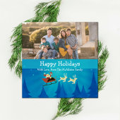 Santa Winter Scene Holiday Fotokaart Feestdagenkaart