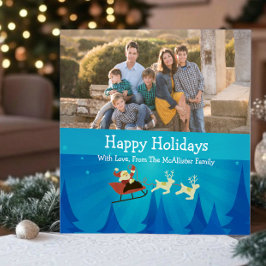 Santa Winter Scene Holiday Fotokaart Feestdagenkaart