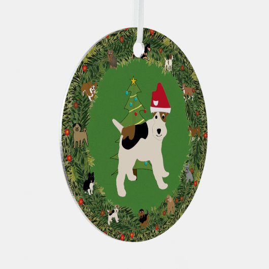 Santa Wire Fox Terrier Metalen Ornament (Voorkant Rechts)