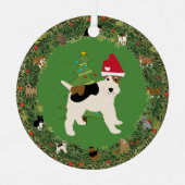 Santa Wire Fox Terrier Metalen Ornament (Voorkant)