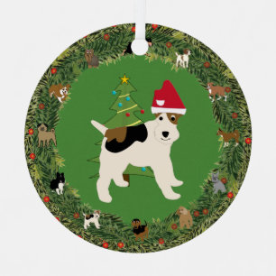 Santa Wire Fox Terrier Metalen Ornament