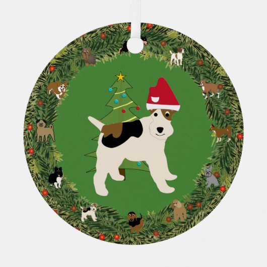 Santa Wire Fox Terrier Metalen Ornament (Voorkant)