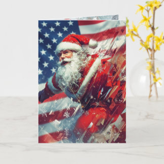 Santa Wishes you a Star Spangled Holiday Kaart
