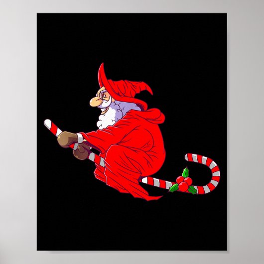 Santa Witch Candy Cane Christmas Santa Hat Funny C Poster (Voorkant)