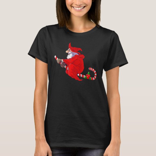 Santa Witch Candy Cane kerstheks Santa Hat T-shirt (Voorkant)