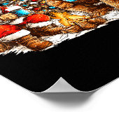 Santa With Bigfoot Christmas Campfire Funny Sasqua Poster (Hoek)