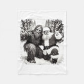 Santa With Bigfoot Christmas Lights Funny Sasquatc Fleece Deken (Voorkant)