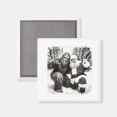 Santa With Bigfoot Christmas Lights Funny Sasquatc Magneet (Voorkant / Achterkant)