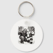 Santa With Bigfoot Christmas Lights Funny Sasquatc Sleutelhanger (Voorkant)