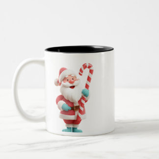 Santa with Candy Stick – Festive Christmas Coffee  Tweekleurige Koffiemok