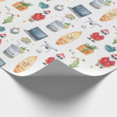 Santa with computer and Surfboard on Christmas  Cadeaupapier (Hoek)