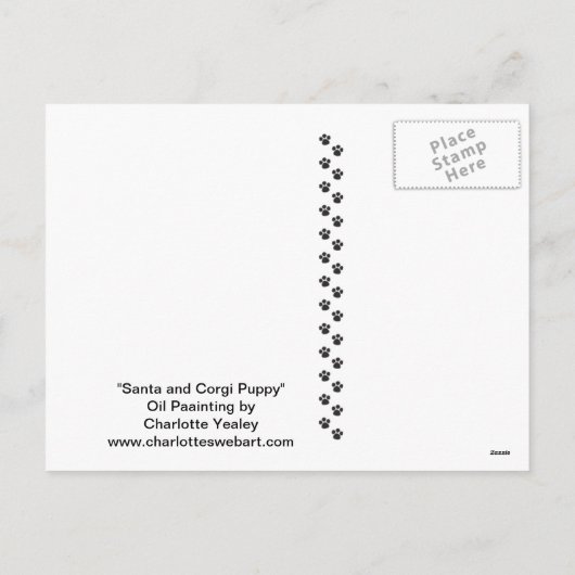 Santa with Corgi Dog Art Christmas Postcard Feestdagenkaart (Achterkant)