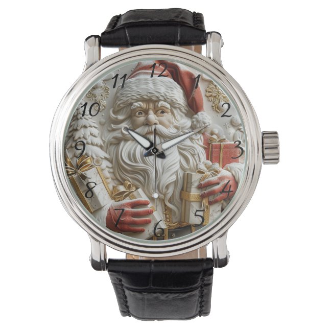 Santa with gifts for a merry Christmas Horloge (Voorkant)