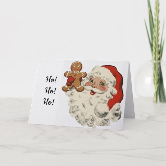 Santa With Gingerbread Man Christmas Card Kaart (Voorkant)