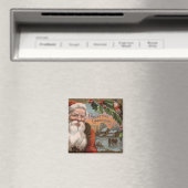Santa with Holly, Village Scene Magneet (Insitu (Vaatwasser))