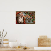 Santa with Holly, Village Scene Poster (Keuken)