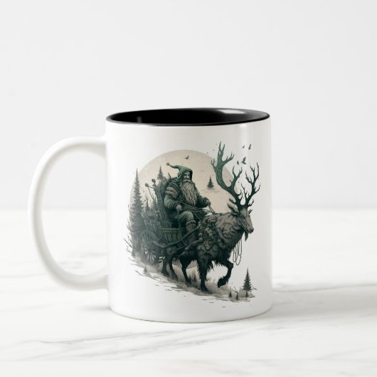 Santa with Irish Elk Tweekleurige Koffiemok (Links)