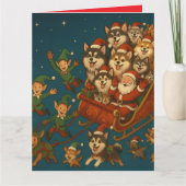 Santa with joyous pups and elves! kaart (Voorkant)