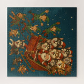 Santa with joyous pups and elves! legpuzzel (Horizontaal)