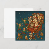 Santa with joyous pups and elves! save the date (Voorkant / Achterkant)